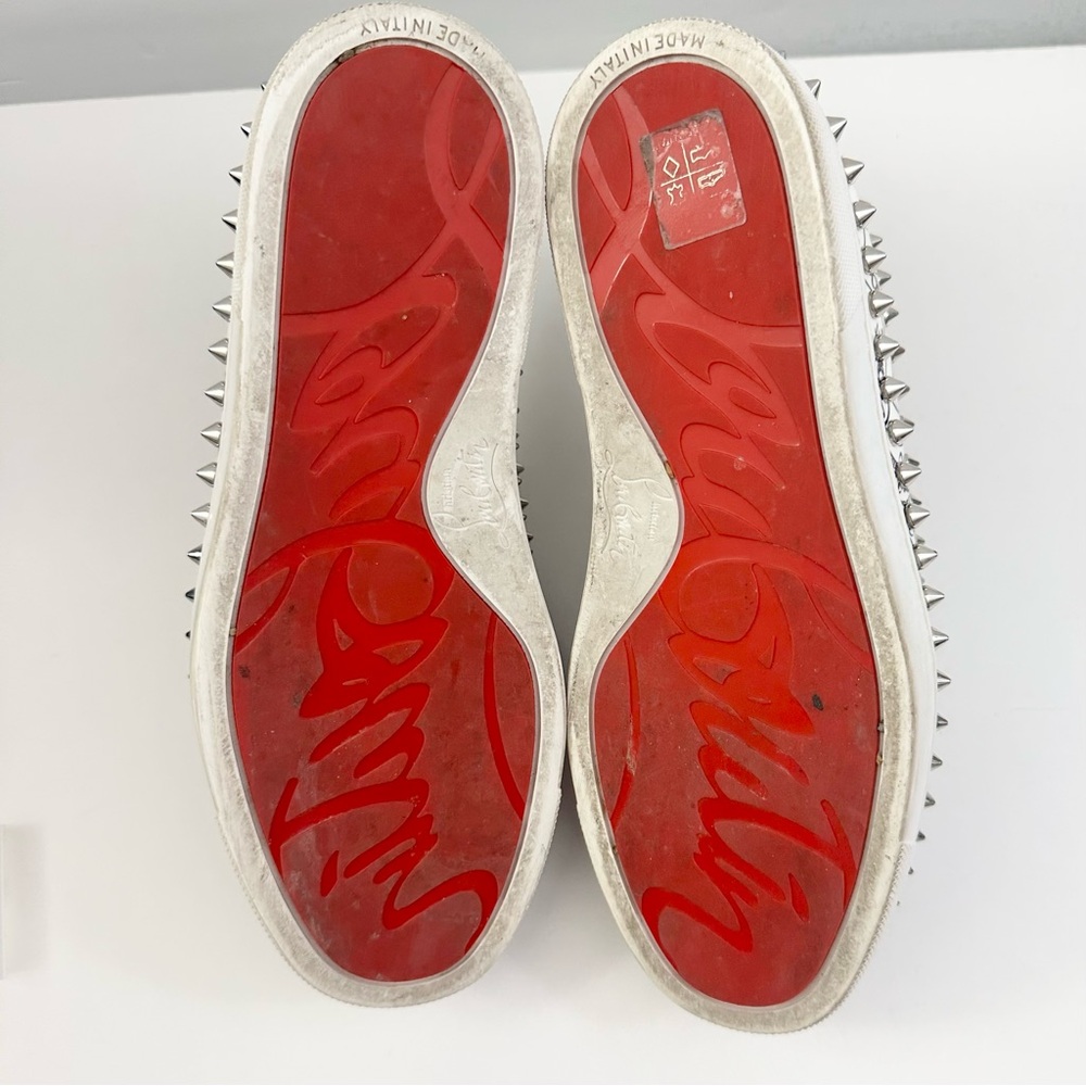 EUC! Auth LOUBOUTIN Pik Boat Patent sneakers Graffiti spikes Degraloubi 36.5 - Picture 8 of 12